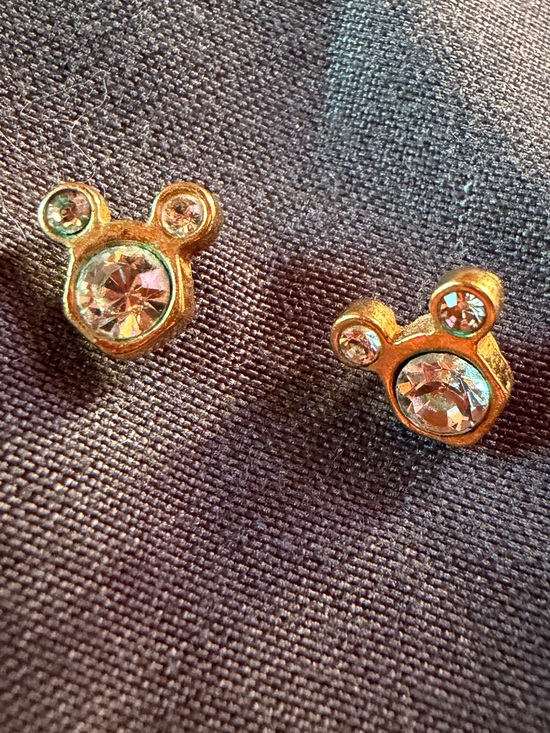 Disney Jewelry - Disney Gold Mickey Head Crystal Stud Earrings